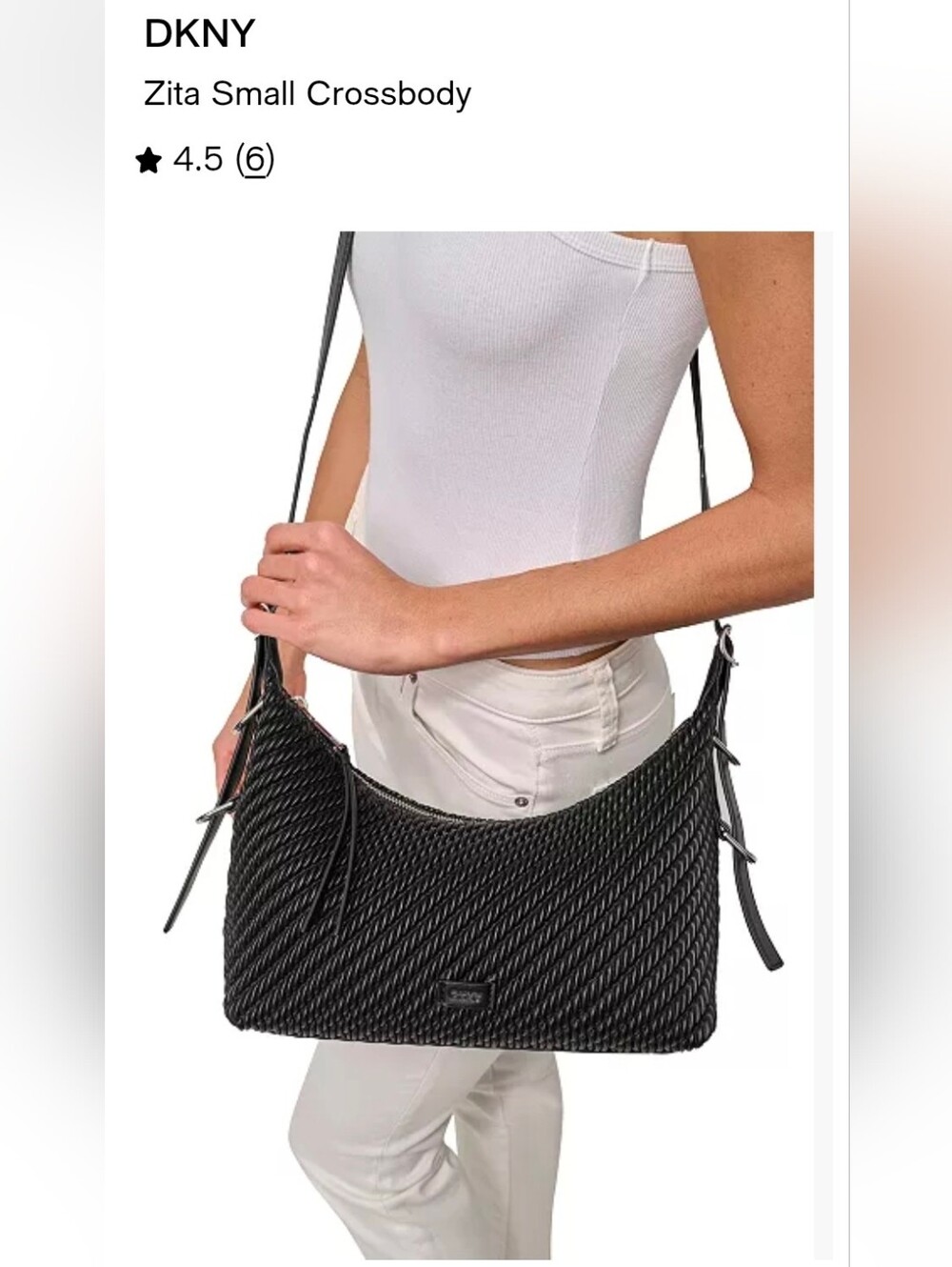 DKNY textured black shoulder bag